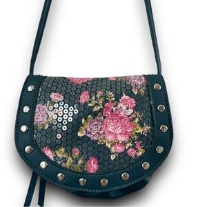CANDIES Vegan Leather Pink Purple Rose Sequins Studded Mini Crossbody Purse Bag